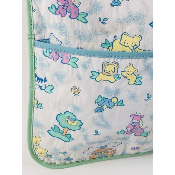 Vintage Baby Sac Vinyl 90s Diaper Bag Tote Pastel Zoo Animals Bazaar 1997 Purse - Picture 3 of 9